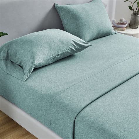 SLEEP ZONE Jersey Knit Cotton Queen Sheet Set 4 Piece - Luxury Heather ...