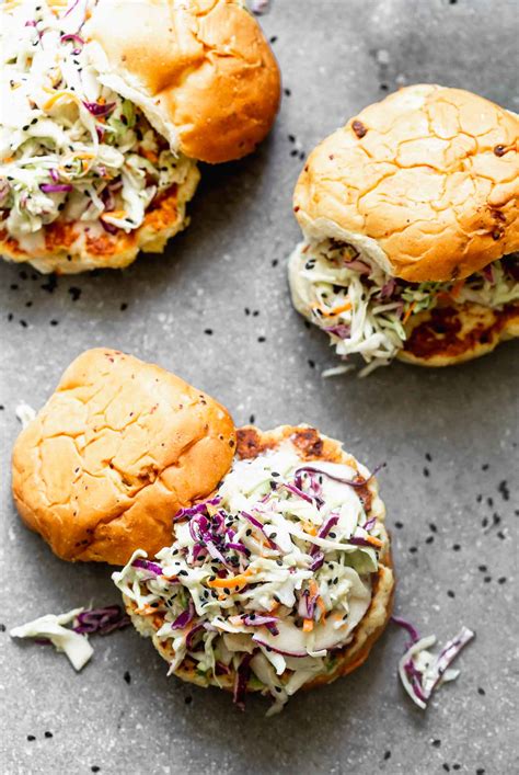 Spicy Chicken Burgers with Wasabi Coleslaw - Cooking for Keeps