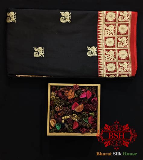Pure Banarasi Handloom Katan Silk Antique Zari Saree In Shades Of Blac ...