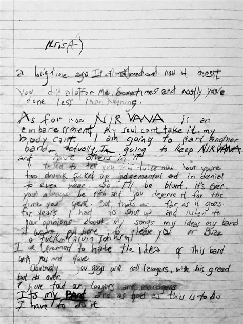 Kurt Cobain Suicide Letter