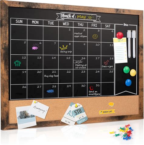 Board2by Monthly Chalkboard Calendar & Cork Board for Wall, 18" x 24 ...