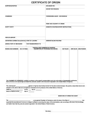 Fillable Online BCERTIFICATE OF ORIGINb FOR 10 - Mapcargo Fax Email ...