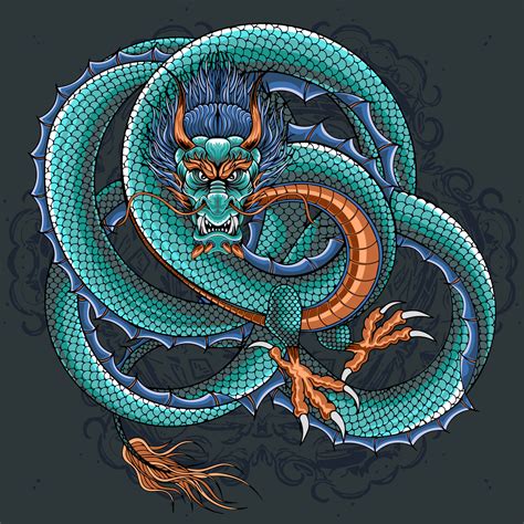 Tattoo Chinese dragon Color Design 10814278 Vector Art at Vecteezy