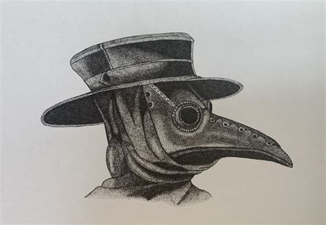Bubonic Plague Mask Drawing