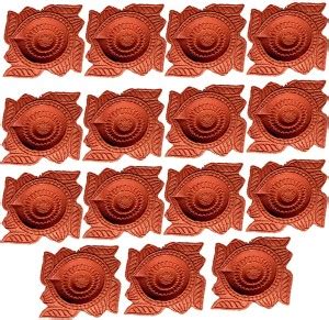 Z-Plus (Set of 12) Handmade Traditional Swastik Shaped Plain Mitti Diya ...