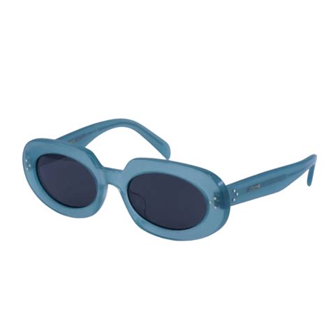 CELINE CL40276U 93N Oval Sunglasses Transparent Green Frame Grey Green ...