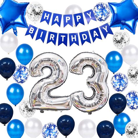 Amazon.com: 23rd Birthday Party Decoration Blue for Him, Happy Birthday ...