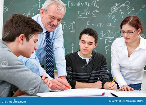 Teacher with High School Students Stock Photo - Image of class, making ...