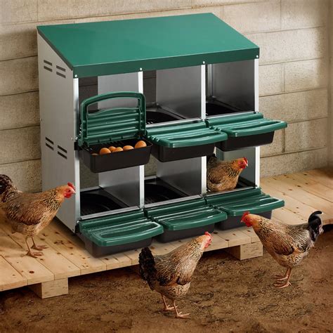 2 Layer 6 Hole Chicken Nesting Box Roll Away Hen Laying Boxes House ...