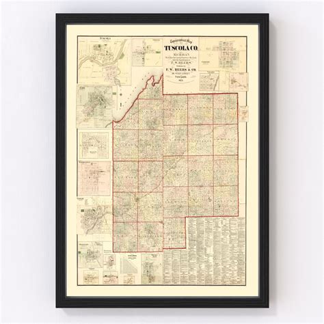 Vintage Map of Tuscola County, Michigan 1875 by Ted's Vintage Art ...