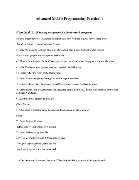 Android Practical Journal - Advanced Mobile Programming Practical’s ...