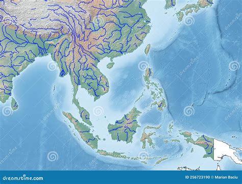Physical Map Of East Asia With Rivers