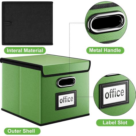 Upgraded File Organizer Box With Lid, Collapsible Faux Leather Hanging ...