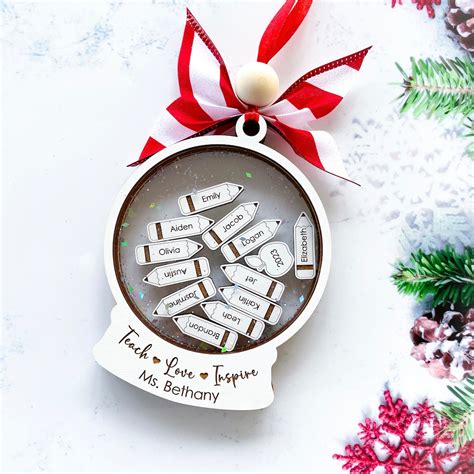 Personalized Teacher Ornaments With Student Names, Teacher Christmas ...