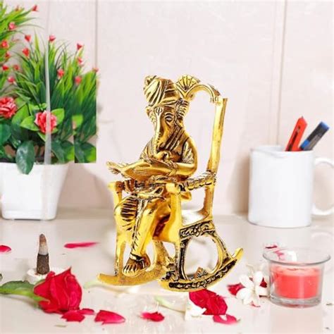 Buy Handicrafts Lord Ganesha Reading Ramayana Statue Hindu God Ganesh ...