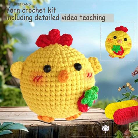 Kit de crochê de frango com morango faça você mesmo para iniciantes ...