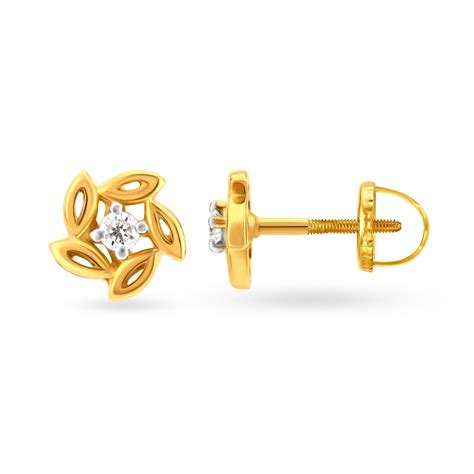 Charming Floral Diamond Stud Earrings