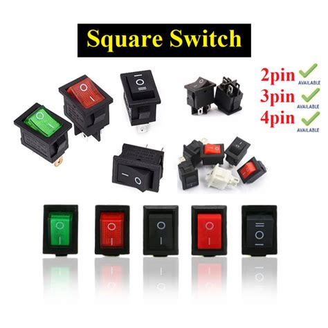 Square Rocker Toggle On Off Switch 12V DC / 6A 250V / 10A 125V Mini ...