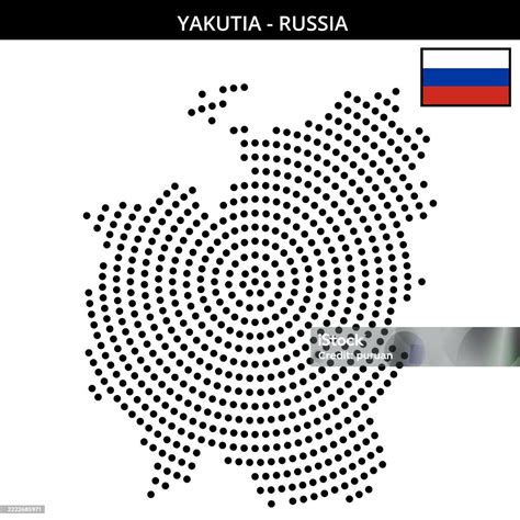 Big Circular Dotted Map Of Yakutia In Russia Stock Illustration - Download Image Now - Art ...