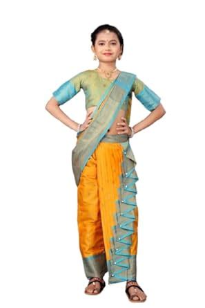 Buy KIISIISO Nauvari Saree for Girls, Ready to Wear, Marathi ...