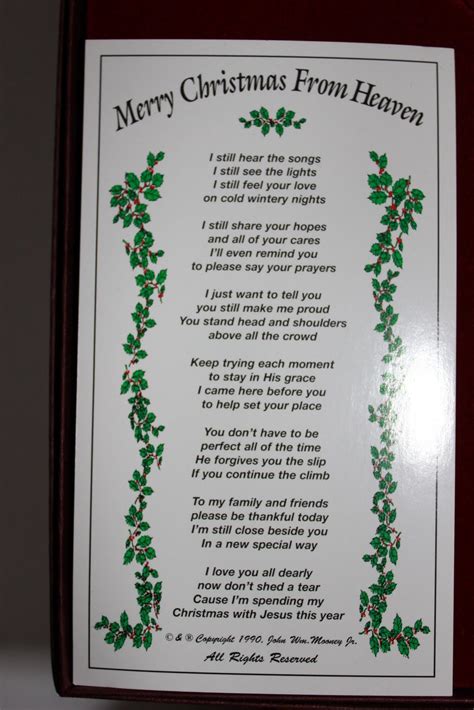 Printable Christmas In Heaven Poem - Printable Holiday Crafts