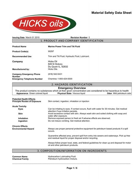 Material Safety Data Sheet - Kellogg Marine Supply