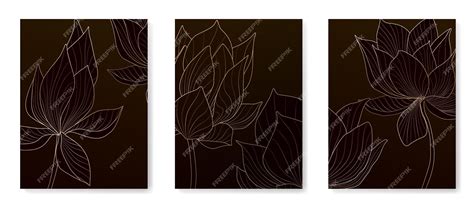 Luksusowe czarno-białe tło ze złotymi kwiatami lotosu. Artystyczny ...