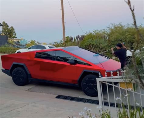 Tesla Cybertruck Owner Wraps His EV in Chrome Red, Can't Go to the Car Wash Anymore - autoevolution