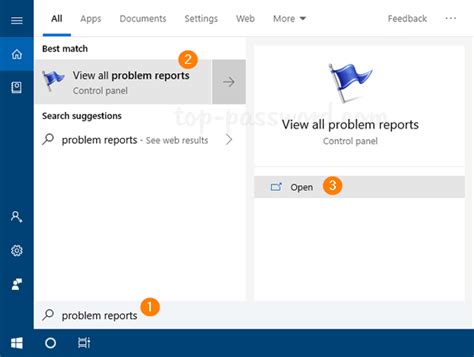 Image result for View All Problem Reports Control Panel