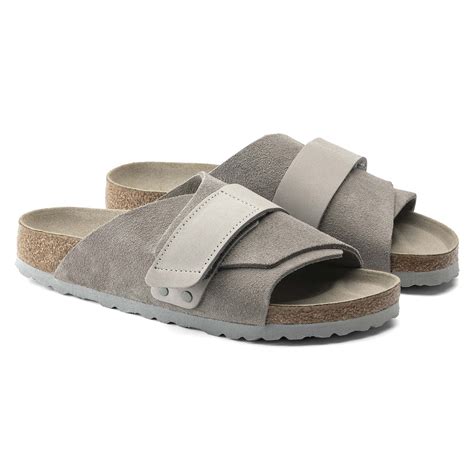 BIRKENSTOCK Kyoto Nubuck Leather Sandal - Green, Red, Gray