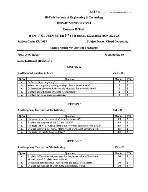 Cloud Computing Midterm Exam Paper KML051-AI 2022-23 - Studocu