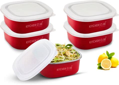 KITCHEN CLUE Stainless Steel Microwave Safe Lunch Containers With ...