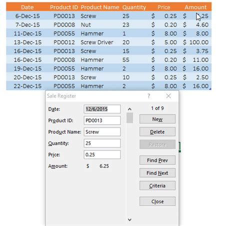 Data Entry Form Example 的图像结果