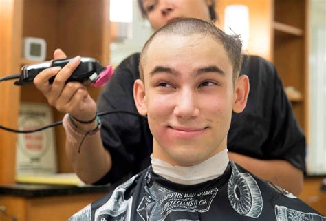 Skeptical about his new streamlined appearance | Buzzed hair, Buzz cut ...