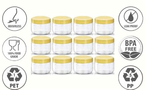 Buy Whiteibis Plastic Kitchen Jar - 50 Ml, 12 Pieces, Transparent ...