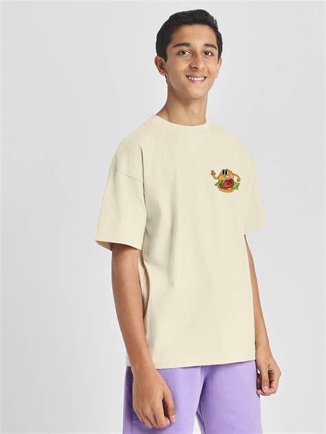 Burger Swanwhite Oversized Graphic Pocket Printed Boys T-shirt – Veirdo