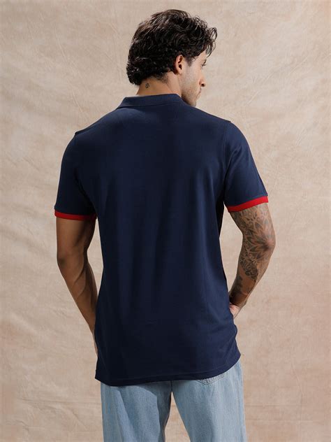 Solid Slim Fit Polo T-Shirt | Navy – Wrogn