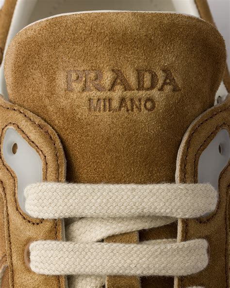 Cinnamon Prada America's Cup Suede Sneakers | PRADA