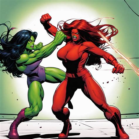 She Hulk Vs Red She Hulk Fight V2 by melpag73 on DeviantArt