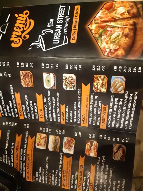 Menu at The Urban's, Pathankot