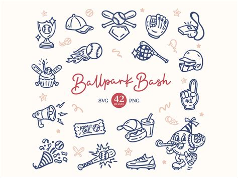 Baseball Clipart Bundle: Hand Drawn Baseball Doodles (SVG, PNG ...