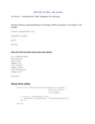 Image result for VB.NET Pop Up Menu