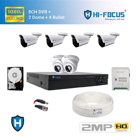 Buy HI-FOCUS 8-Channel DVR with 2.4MP 1080P Indoor & Outdoor Security ...