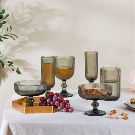 Fluted Stem Dessert Bowl Ash Grey Set Of 6 300ml Online - Premium ...