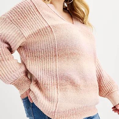 Juniors' Plus Size SO® Spacedye V-Neck Pullover Sweater