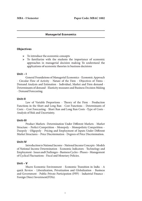 MBA-Managerial Economics-1st Year - MBA - I Semester Paper Code: MBAC ...