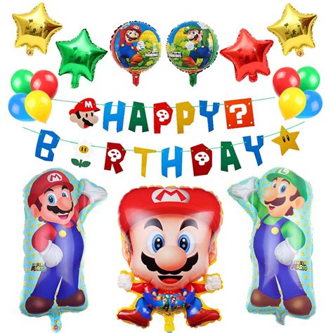 Buy Mario Birthday Balloons Party Supplies, Super Mario Bros Happy ...