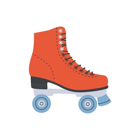 Red roller skate, vintage quad skates. Girls wearing retro fashion ...