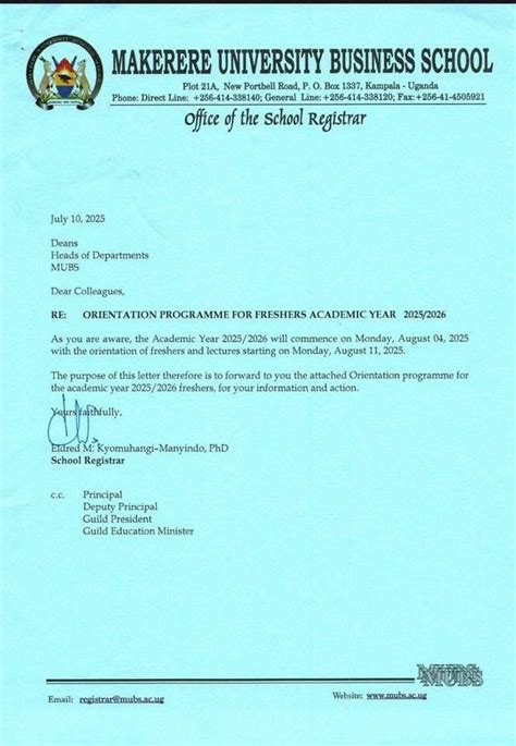 The freshers orientation program AC 2025/2026, Makerere University ...