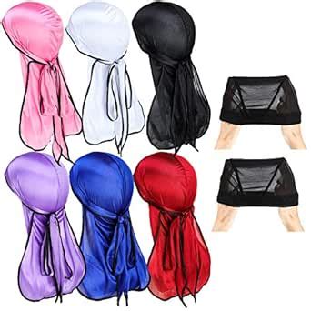 6 Pieces Silky Durag Pack for Men Women Waves, Satin Doo Rag, Variety ...